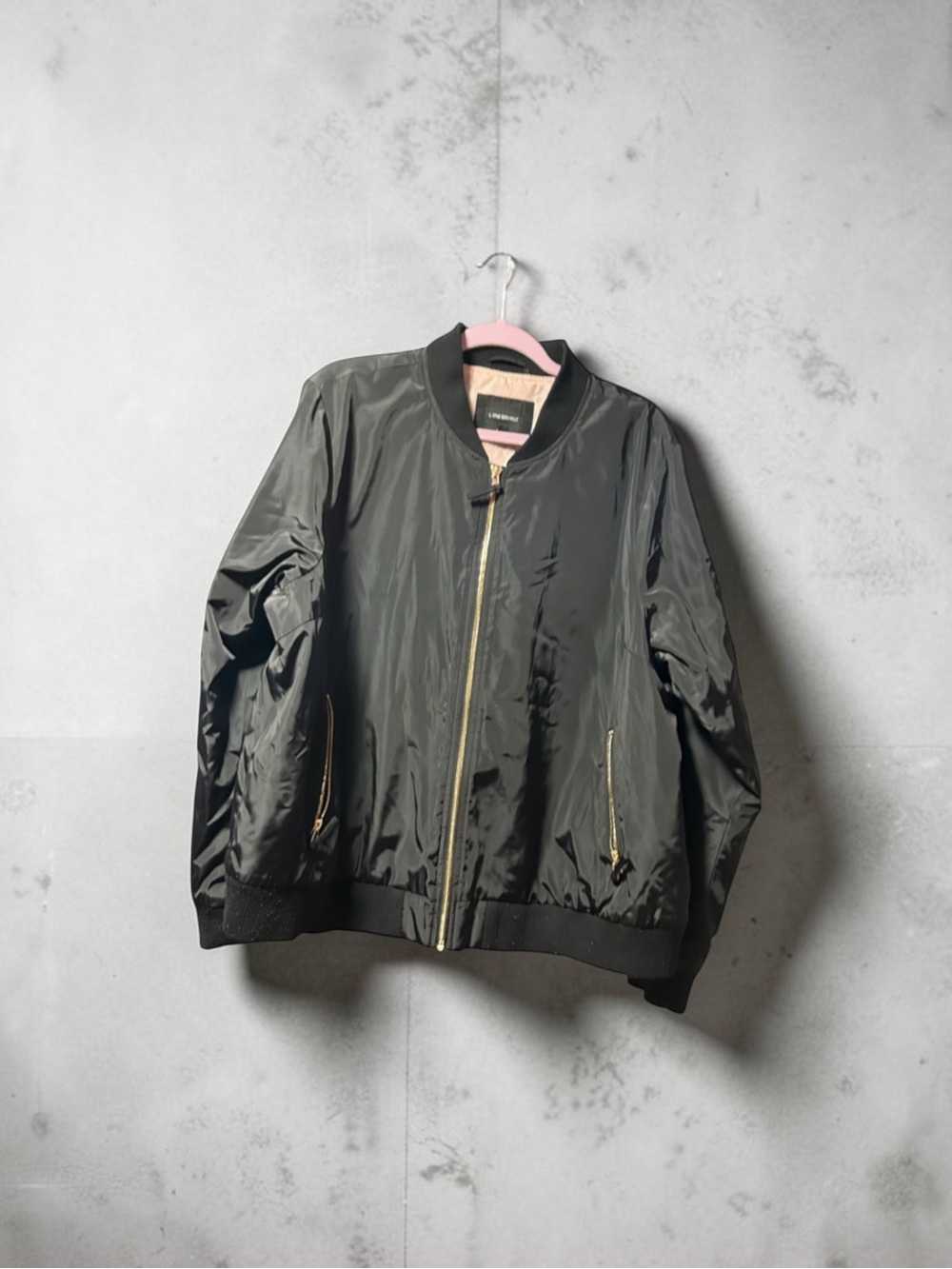 Lane Bryant Black Bomber Jacket with Gold Zippers